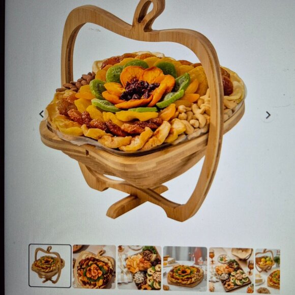 Wooden gift basket from Bonnie and Pop. No fruit. - Picture 8 of 8